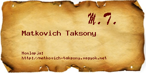 Matkovich Taksony névjegykártya